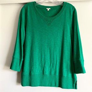 J. Crew Cotton Top 3/4 Long Sleeve Sweatshirt Tee Green Size S